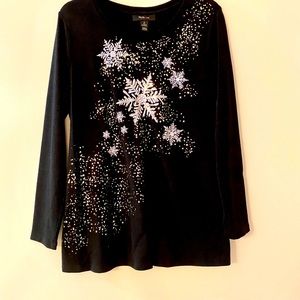 Style & Co Knit Tunic Top S Embellished Long Sleev